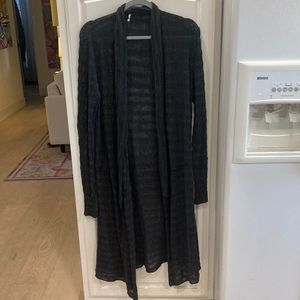 Free People size Medium black and gray “stripes” Long cardigan